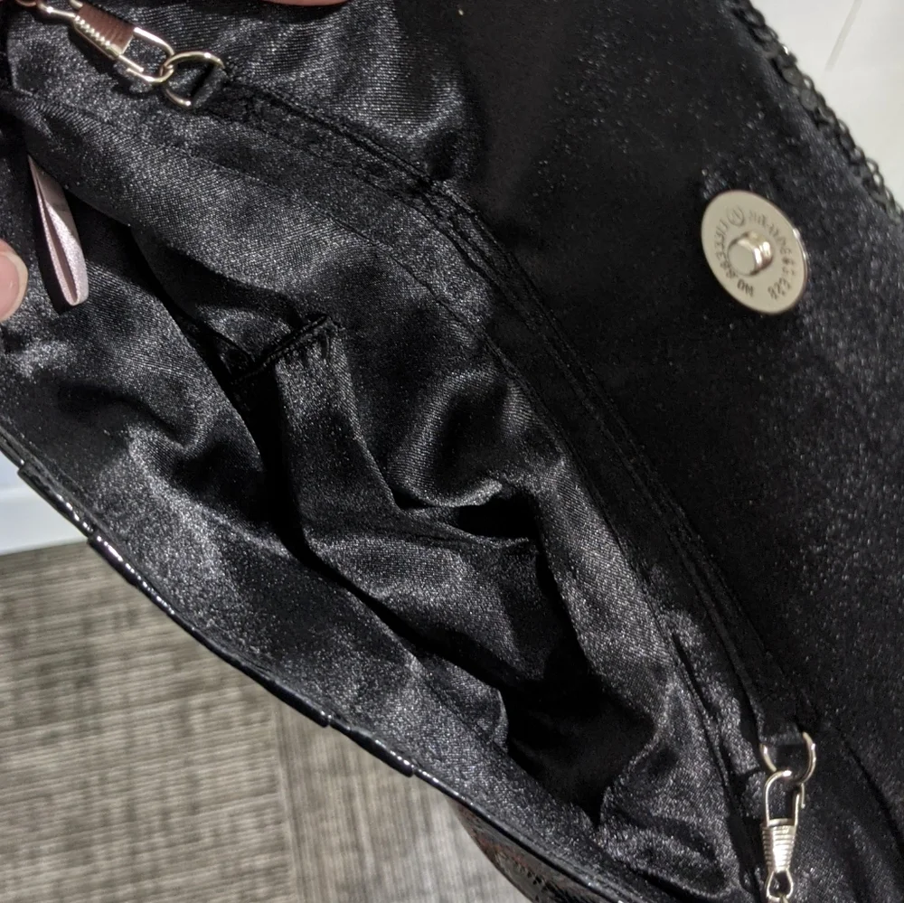 DownEast Black Sequined Clutch With Chain Strap